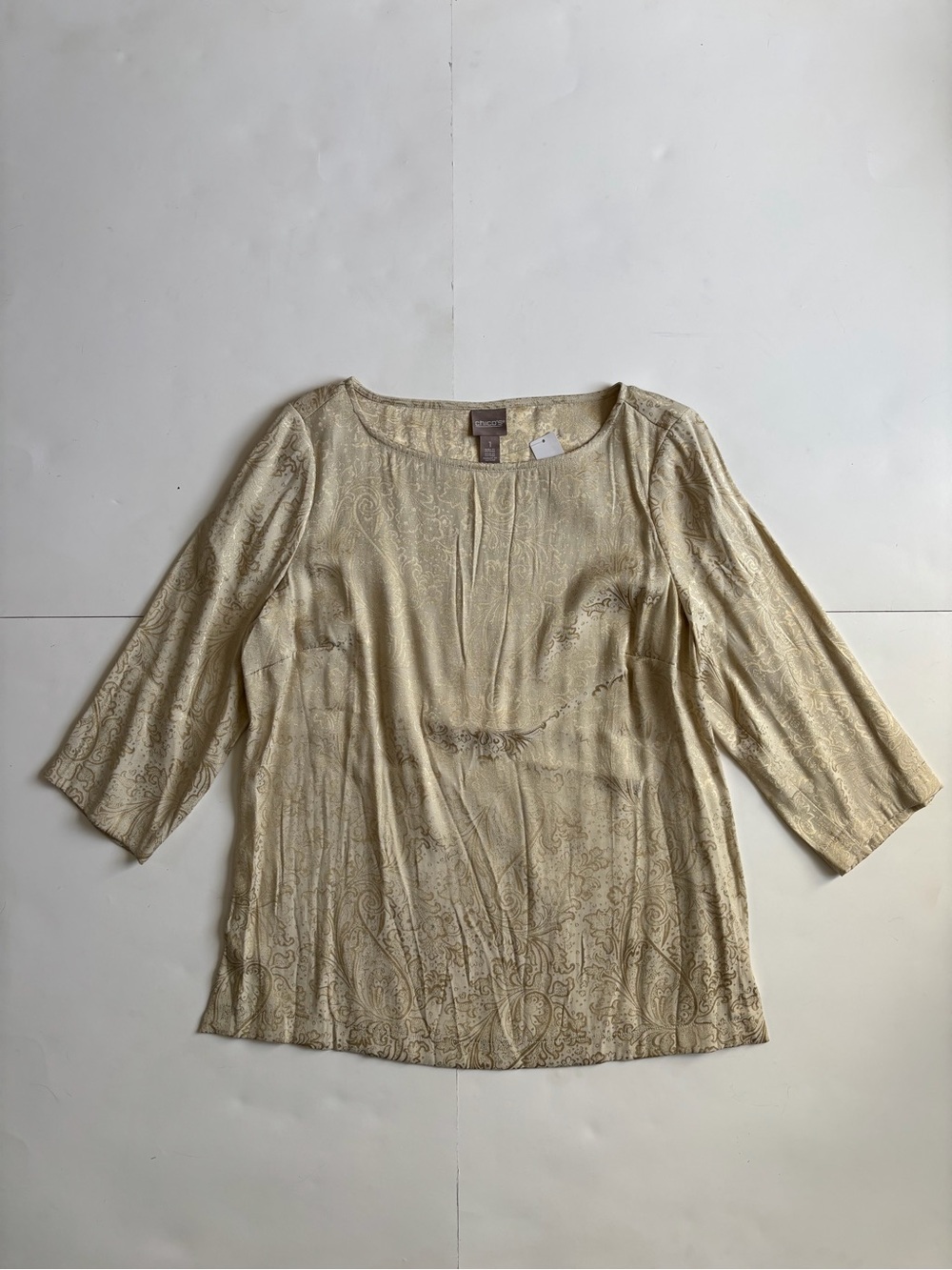 Chico's Light Cream Paisley Scoop-Neck Tunic